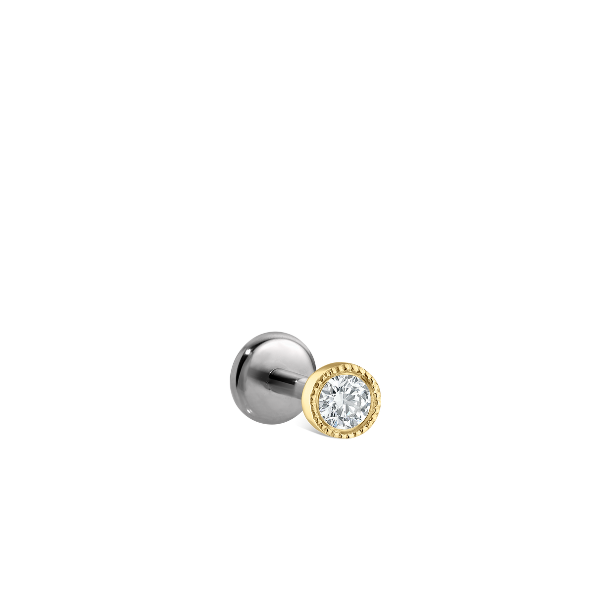 Scalloped Set Diamond Threaded Stud Earring With Titanium Backing