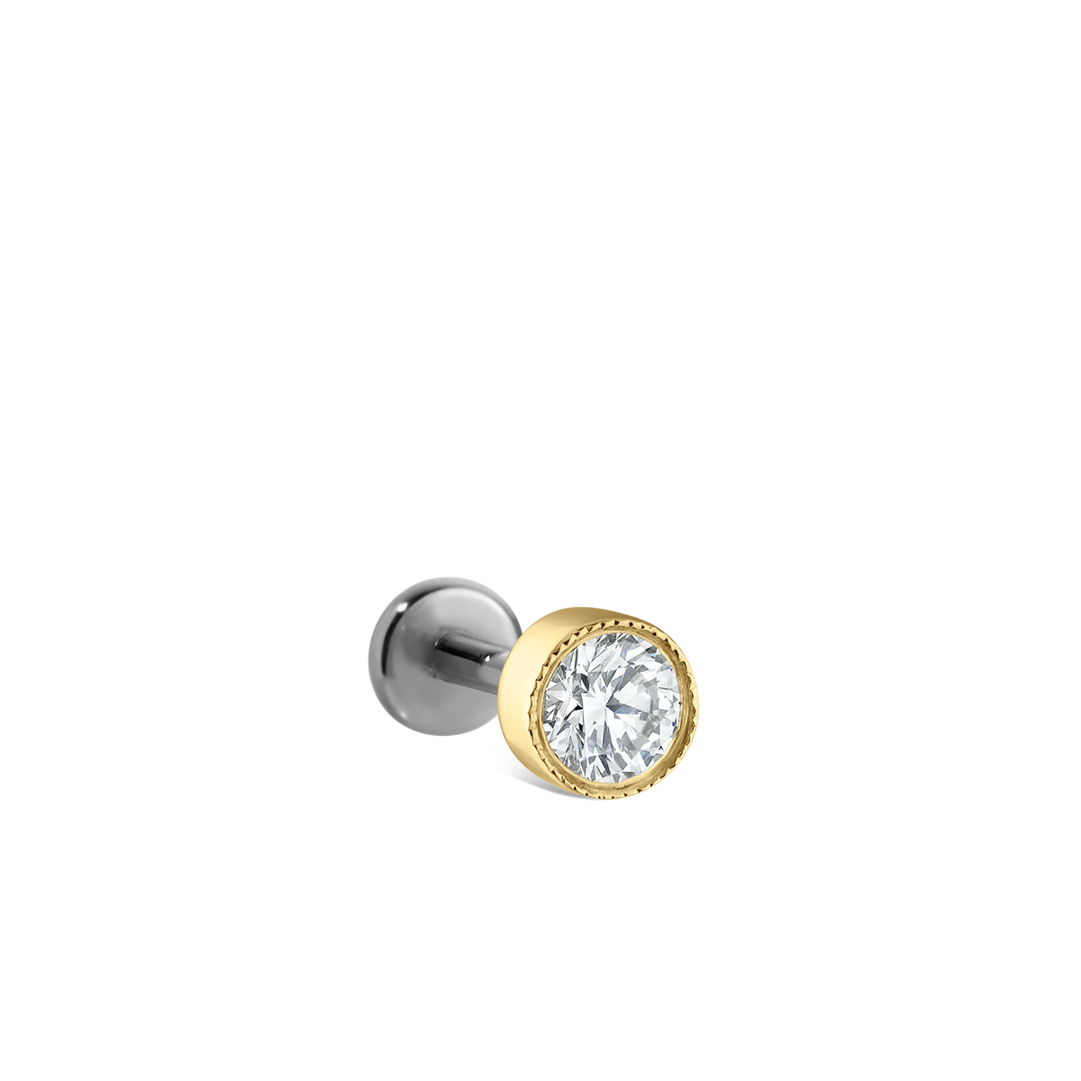 Scalloped Set Diamond Threaded Stud Earring With Titanium Backing