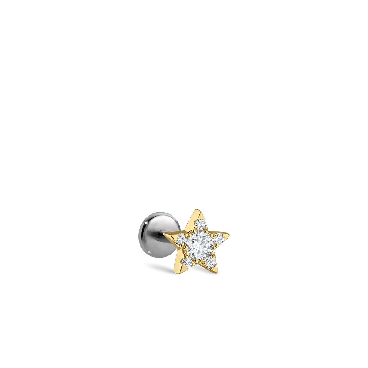 Diamond Star Threaded Stud Earring With Titanium Backing