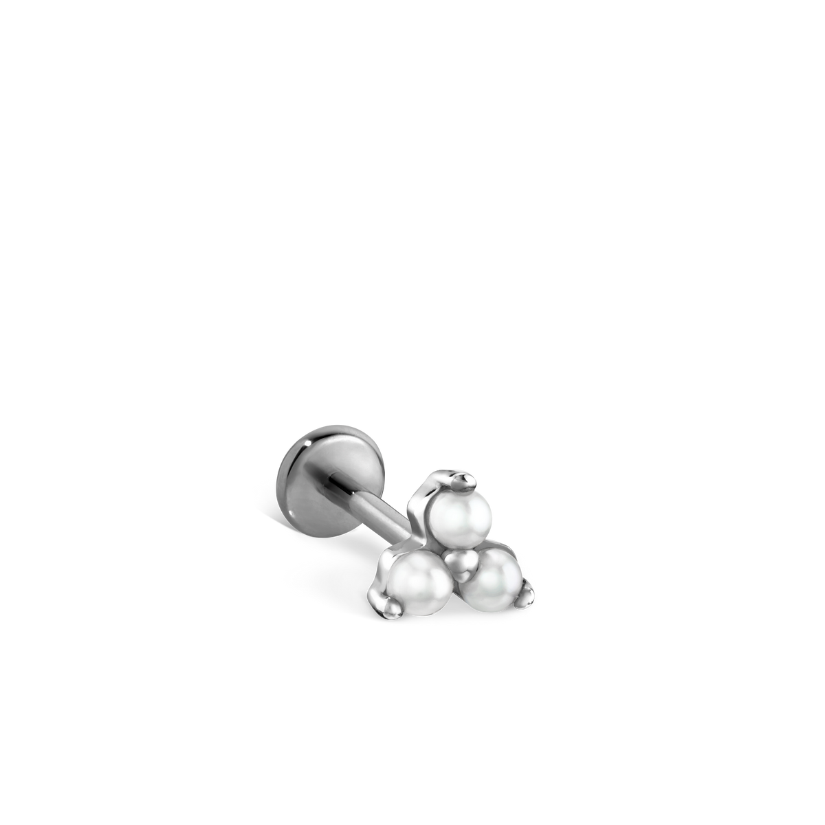 Pearl Trinity Threaded Stud Earring With Titanium Backing
