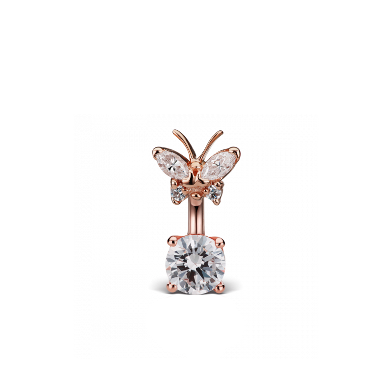 Cubic Zirconia Butterfly and 6mm Solitaire Barbell