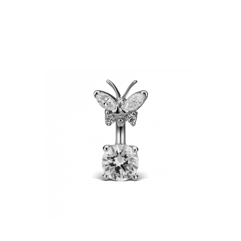 Cubic Zirconia Butterfly and 6mm Solitaire Barbell