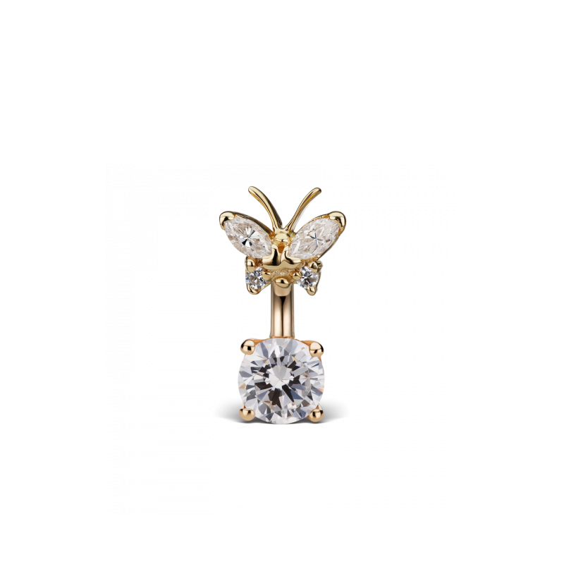 Cubic Zirconia Butterfly and 6mm Solitaire Barbell