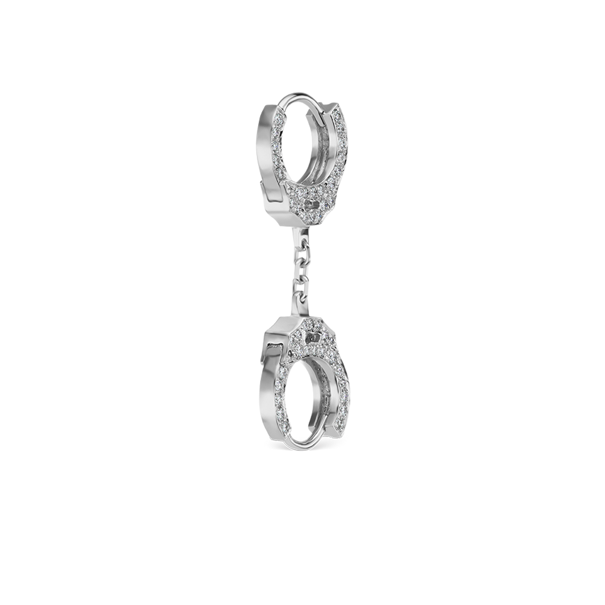 Double-sided Diamond Handcuff Hoop Earring with Short Chain