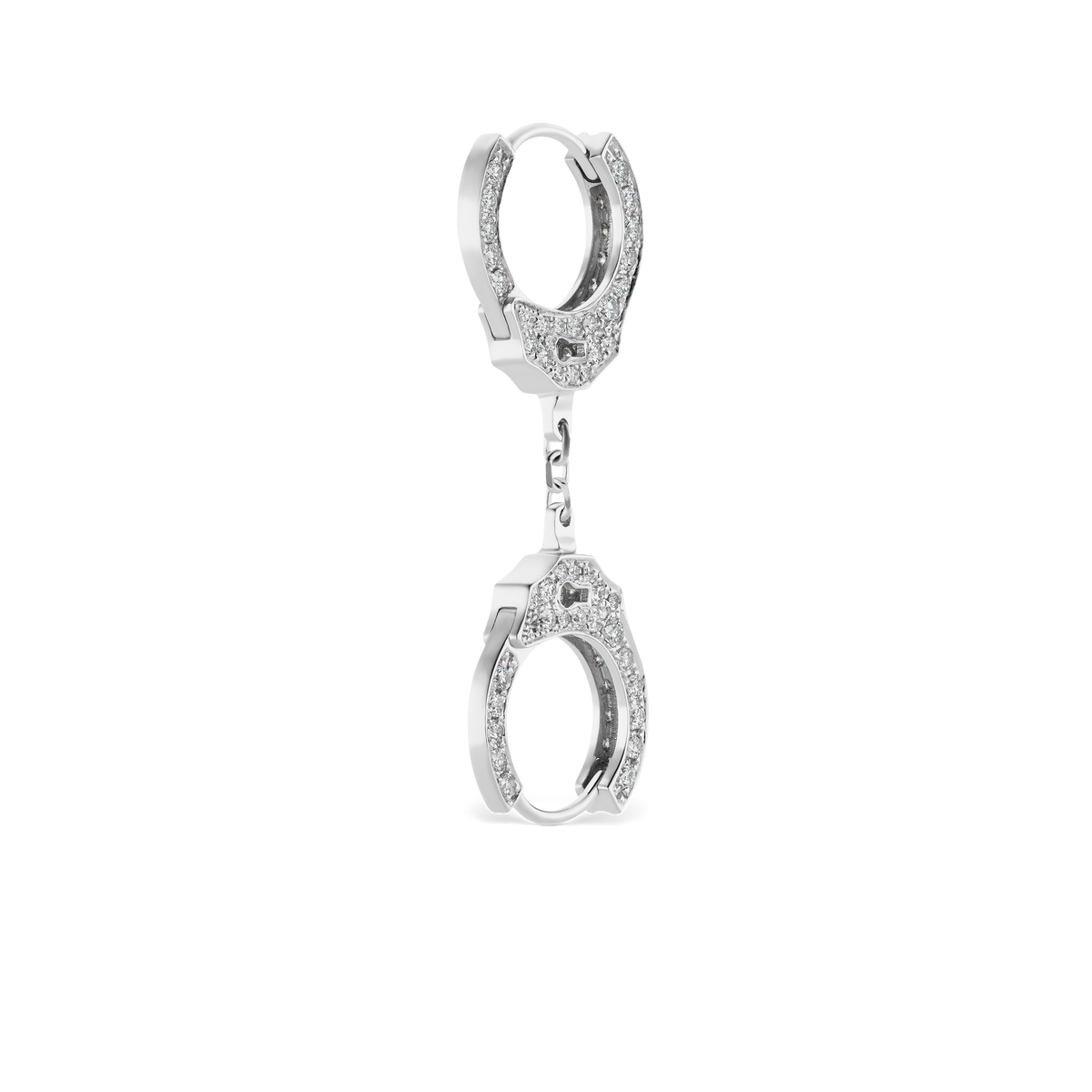 Double-sided Diamond Handcuff Hoop Earring with Short Chain