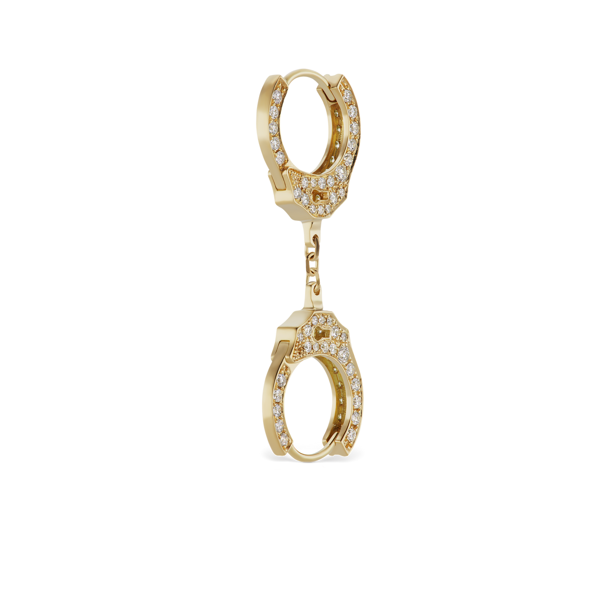 Double-sided Diamond Handcuff Hoop Earring with Short Chain