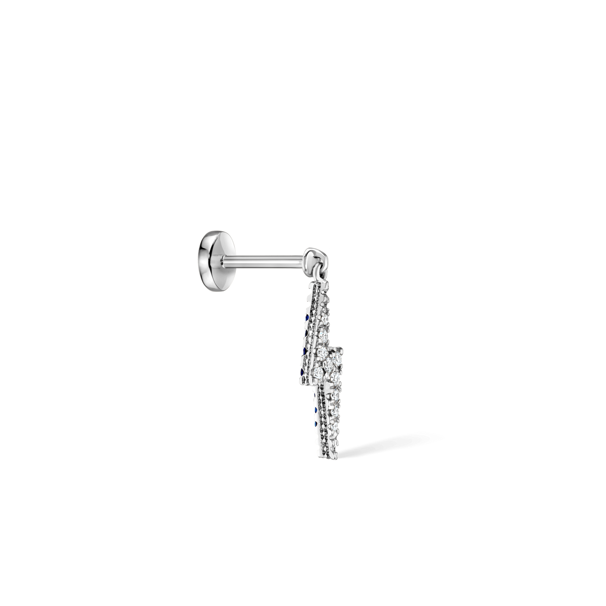 Diamond and Sapphire Lightning Bolt Threaded Charm Earring