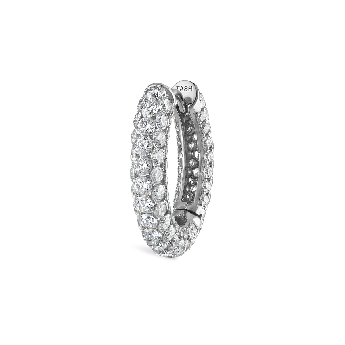 Invisible Set Diamond Three Row Pavé Hoop Earring
