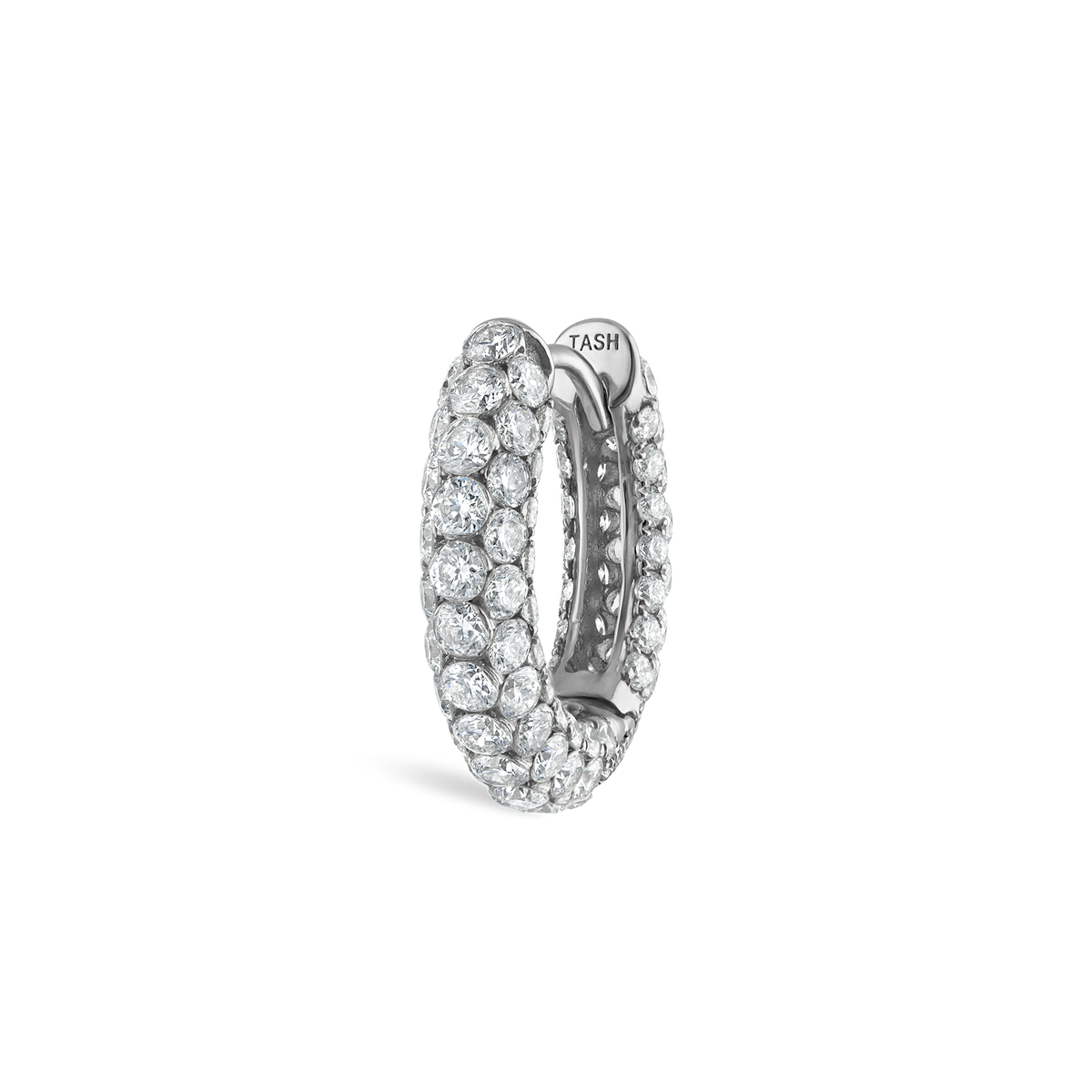 Invisible Set Diamond Three Row Pavé Hoop Earring