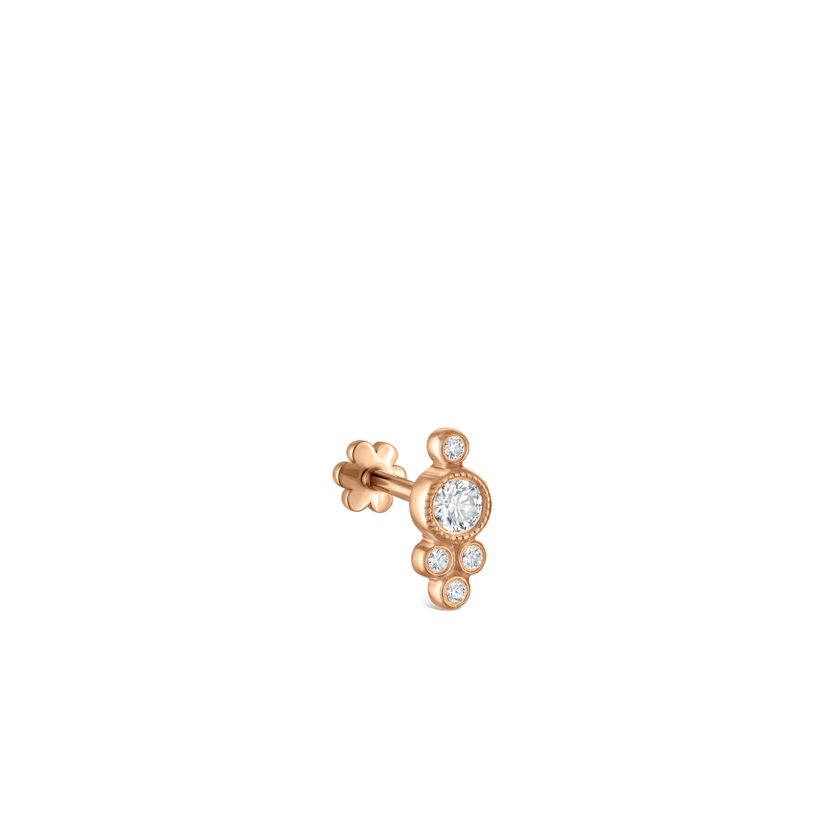 Diamond Four Ball Trinity Threaded Stud Earring