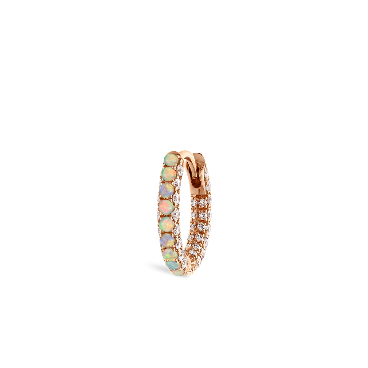 Opal and Diamond Pavé Hoop Earring (Bottom Hinge)