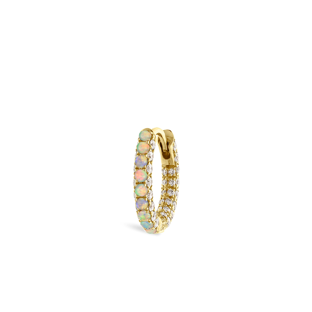 Opal and Diamond Pavé Hoop Earring (Bottom Hinge)