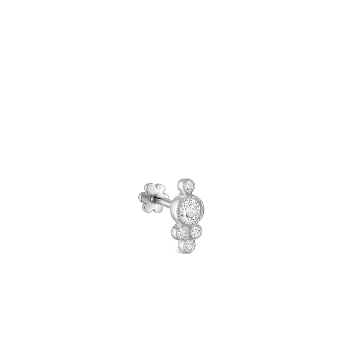 Five Diamond Trinity Threaded Stud Earring