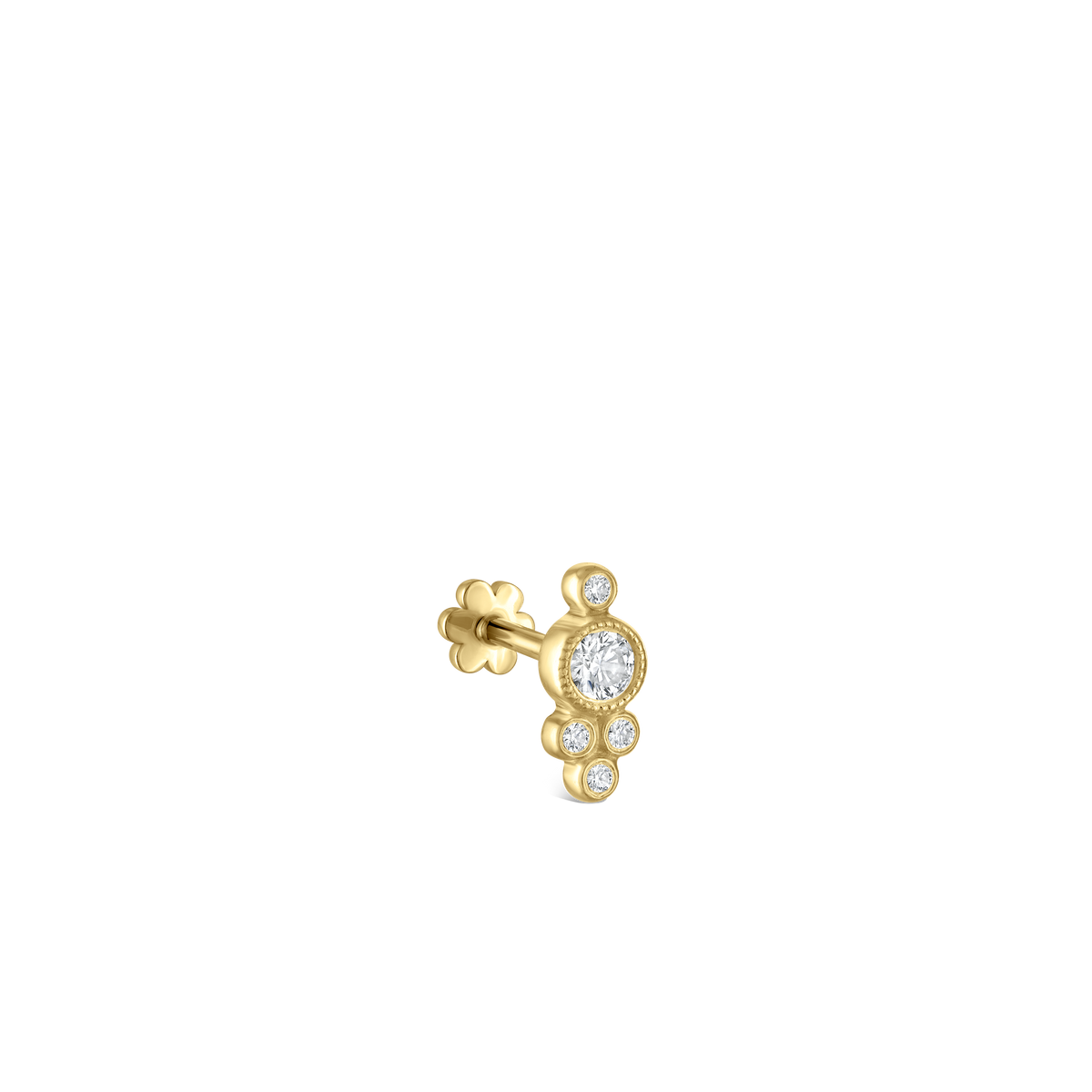 Five Diamond Trinity Threaded Stud Earring