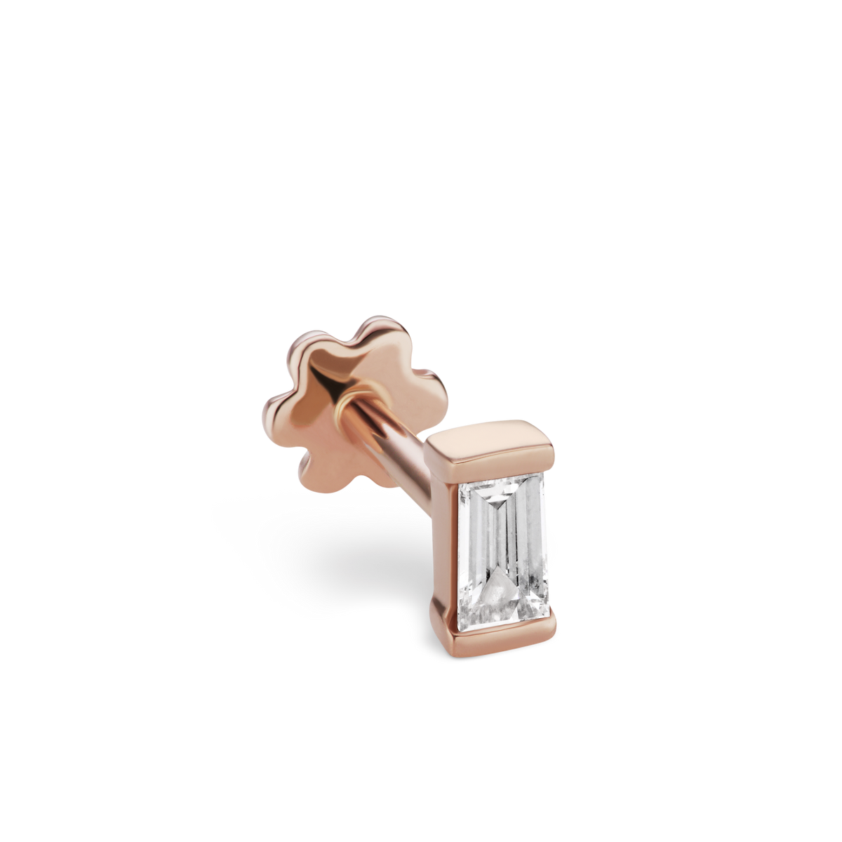Diamond Baguette Threaded Stud Earring