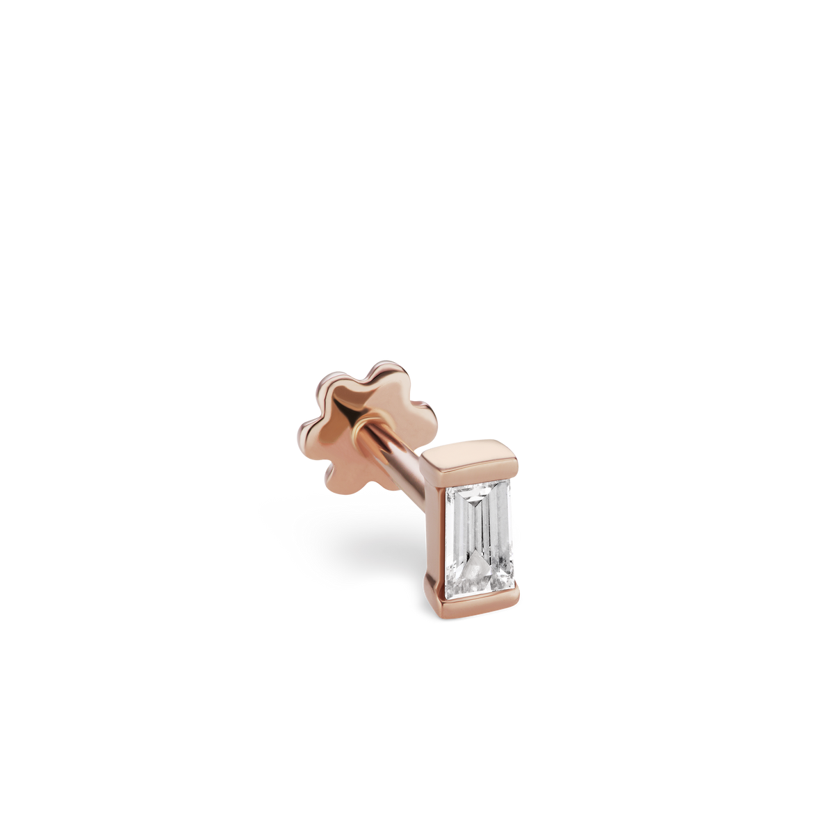 Diamond Baguette Threaded Stud Earring
