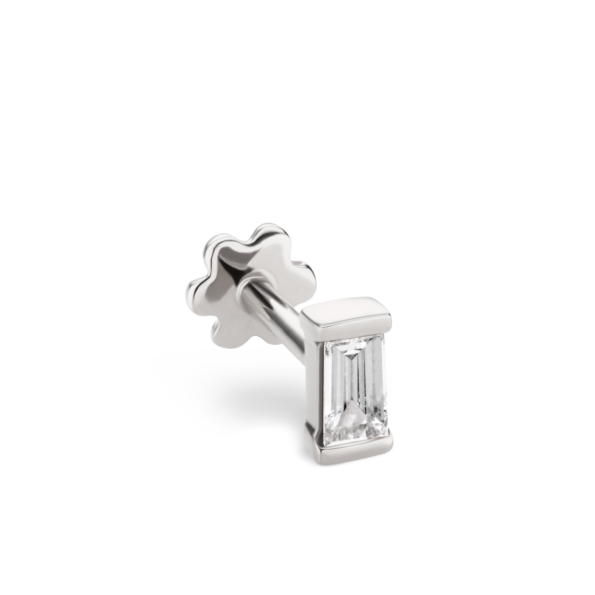 Diamond Baguette Threaded Stud Earring