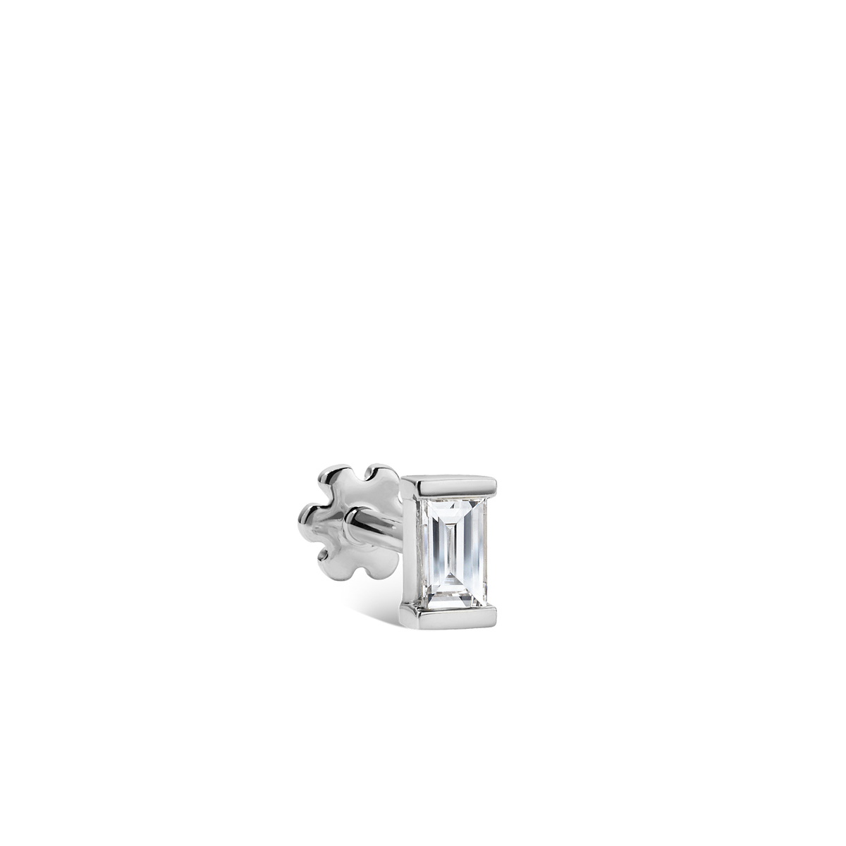 Diamond Baguette Threaded Stud Earring