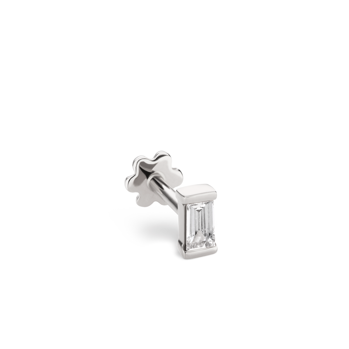 Diamond Baguette Threaded Stud Earring