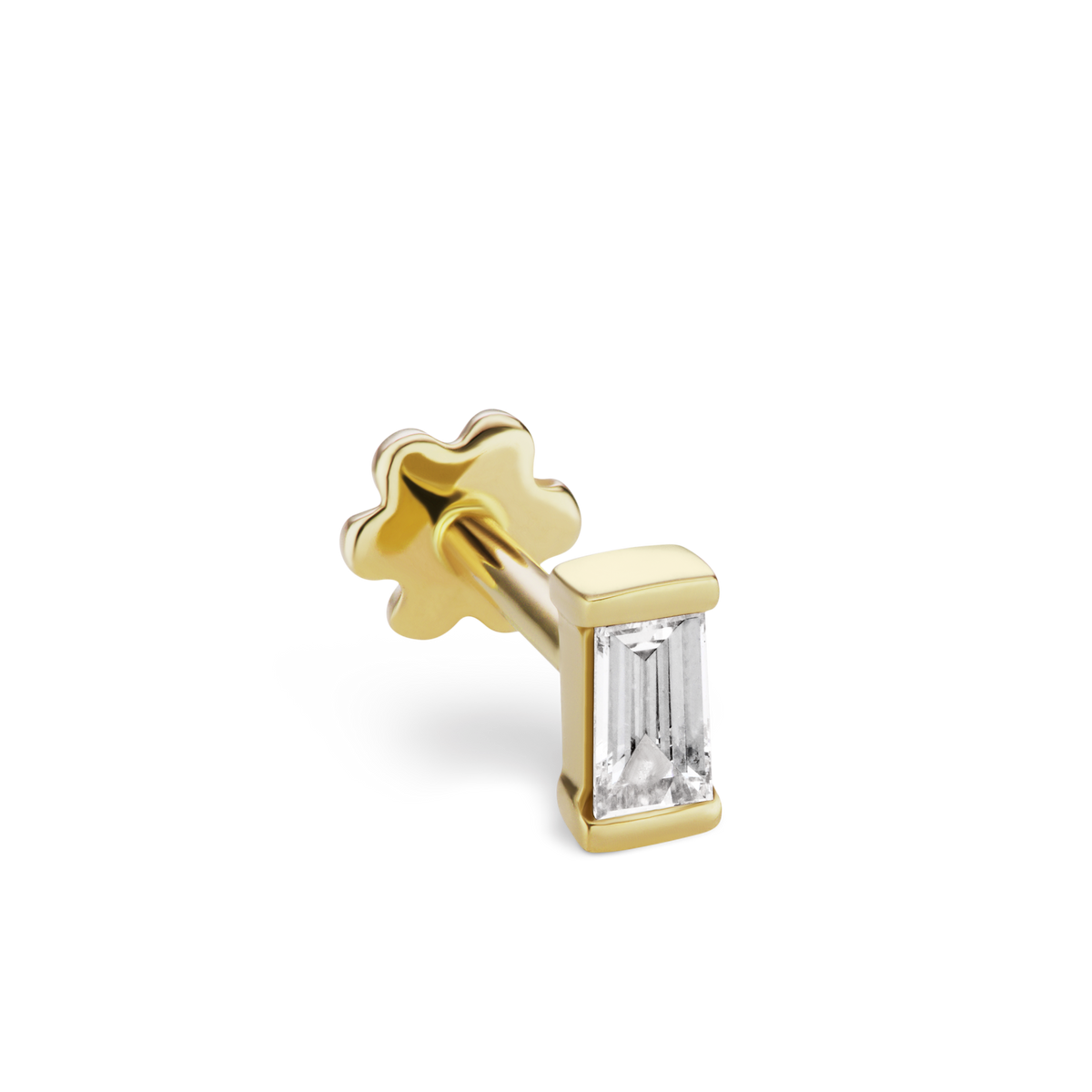 Diamond Baguette Threaded Stud Earring