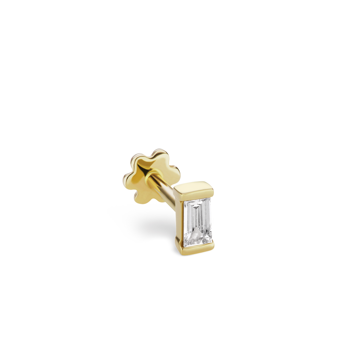 Diamond Baguette Threaded Stud Earring