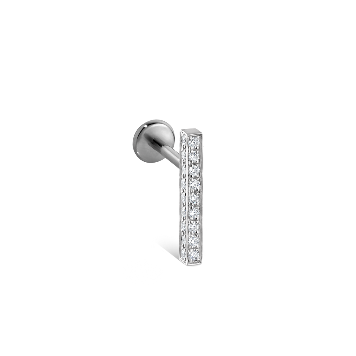 Square Diamond Pavé Bar Threaded Stud Earring With Titanium Backing