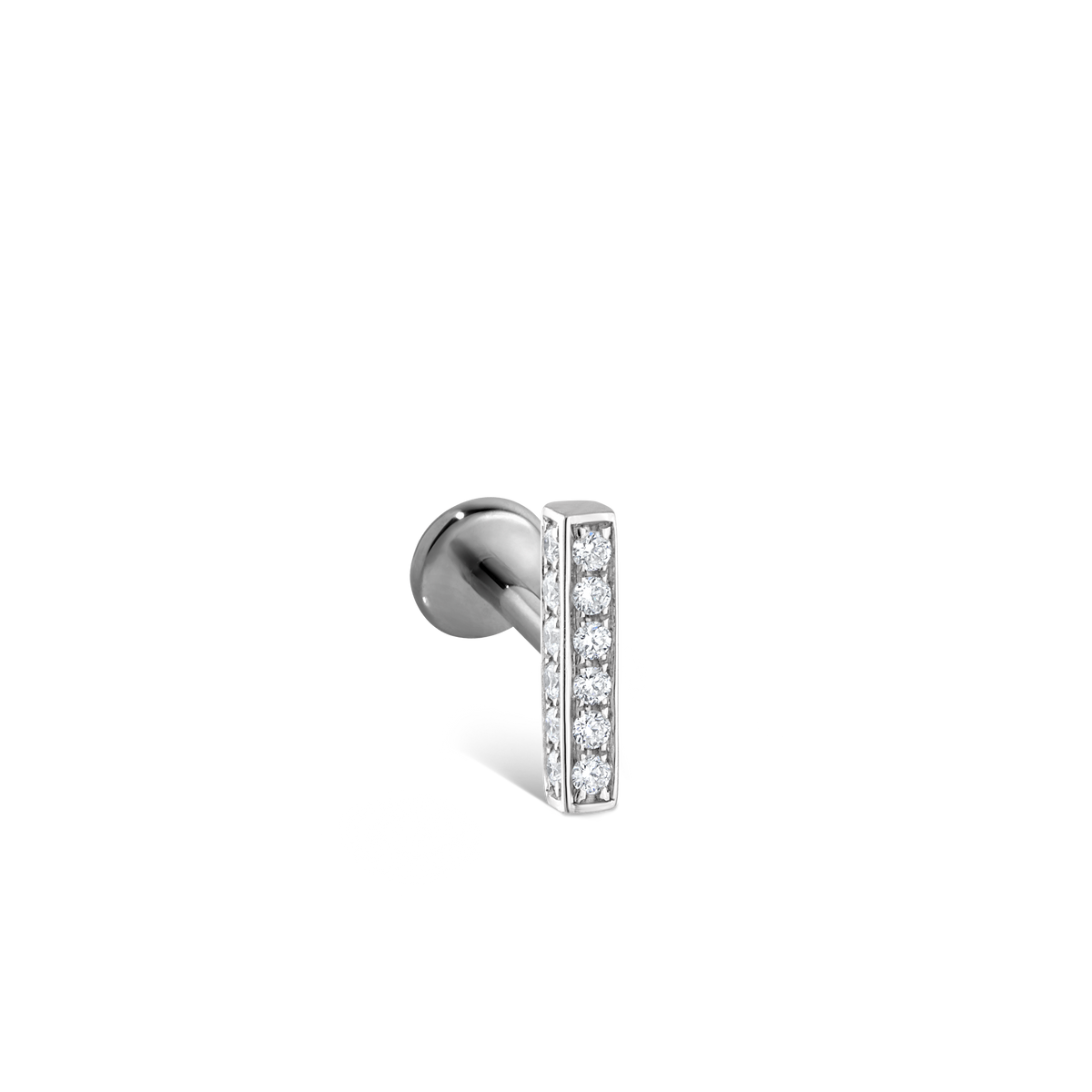Square Diamond Pavé Bar Threaded Stud Earring With Titanium Backing
