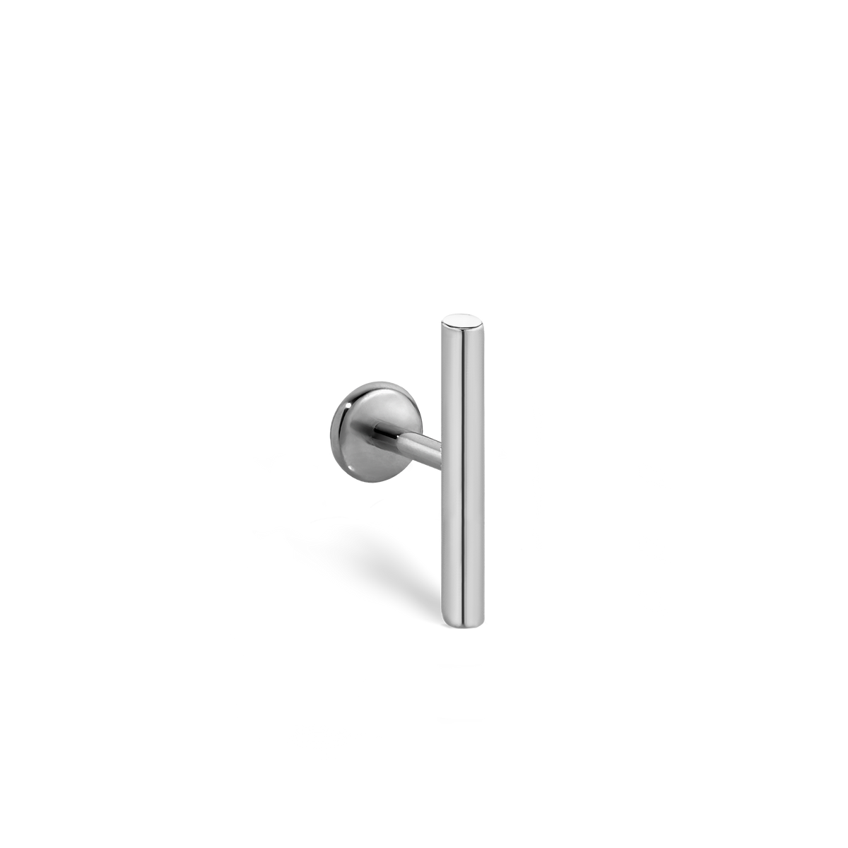 Polished Round Bar Threaded Stud Earring With Titanium Backing