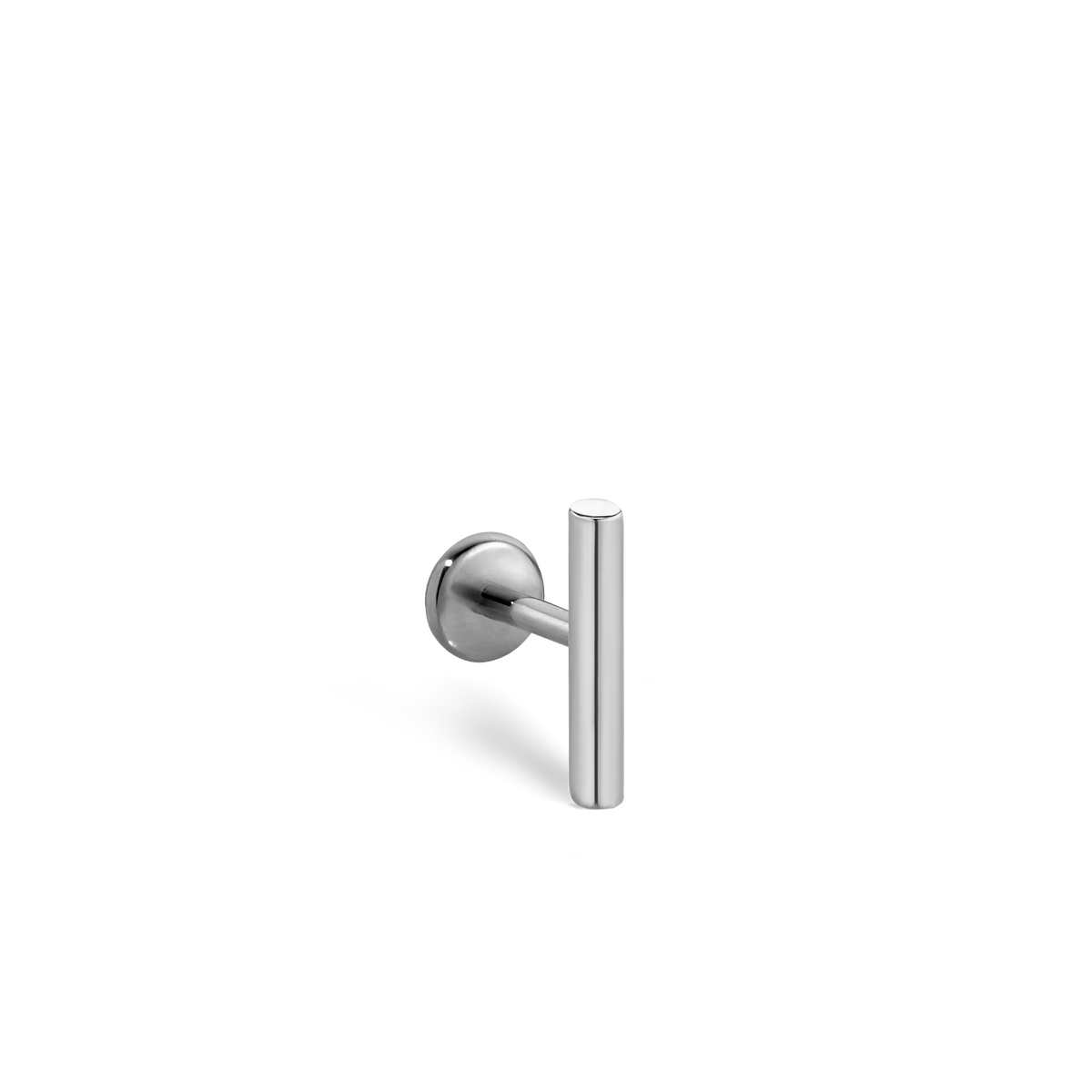Polished Round Bar Threaded Stud Earring With Titanium Backing