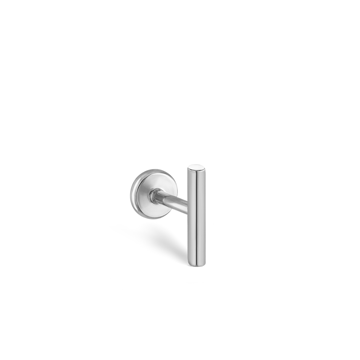 Polished Round Bar Threaded Stud Earring