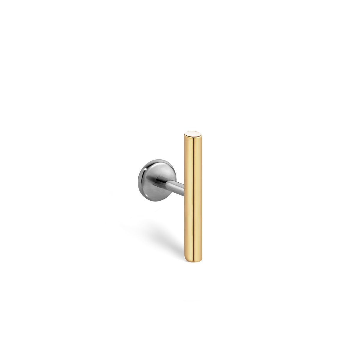 Polished Round Bar Threaded Stud Earring With Titanium Backing