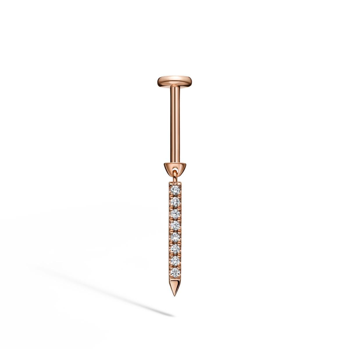 Diamond Eternity Bar Charm Threaded Stud Earring