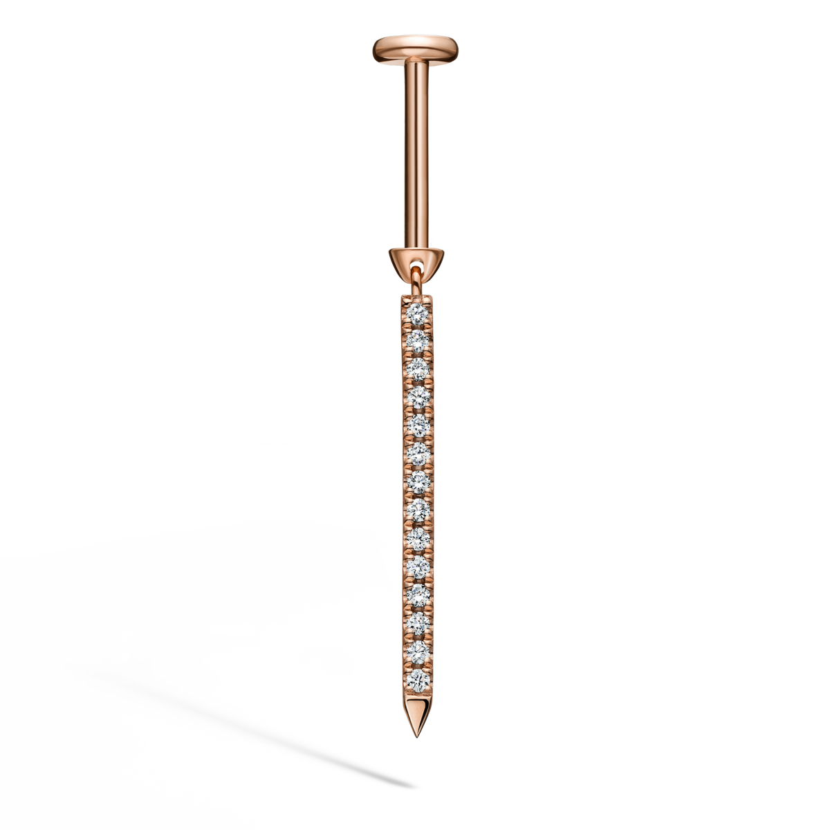 Diamond Eternity Bar Charm Threaded Stud Earring