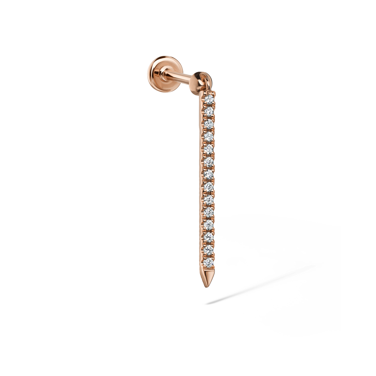 Diamond Eternity Bar Charm Threaded Stud Earring