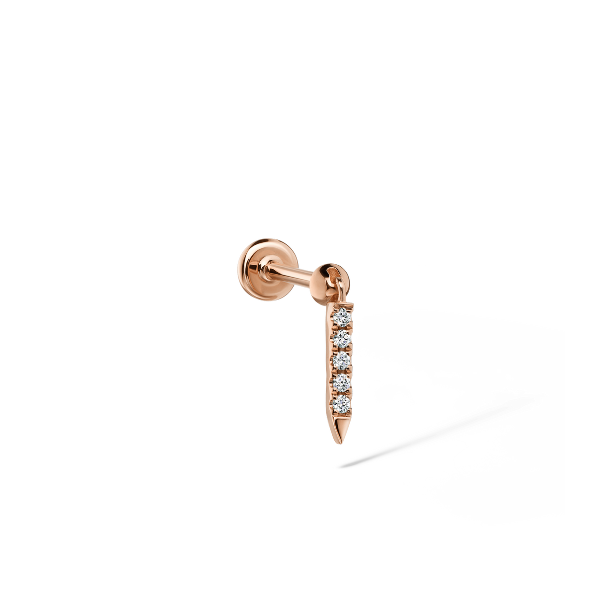 Diamond Eternity Bar Charm Threaded Stud Earring