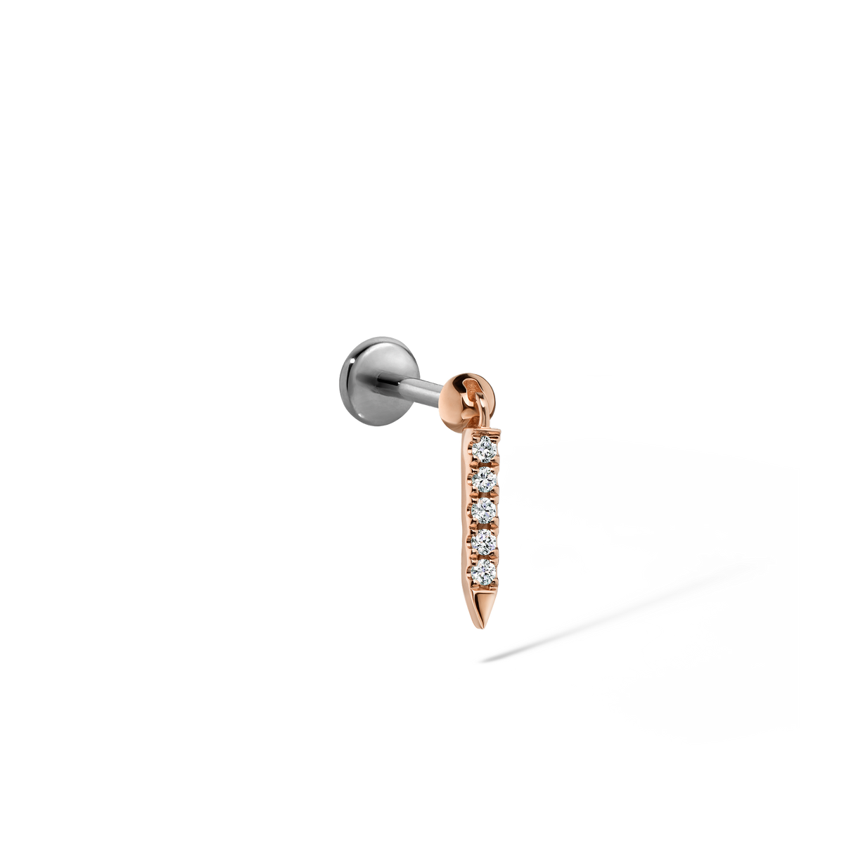 Diamond Eternity Bar Charm Threaded Stud Earring With Titanium Backing