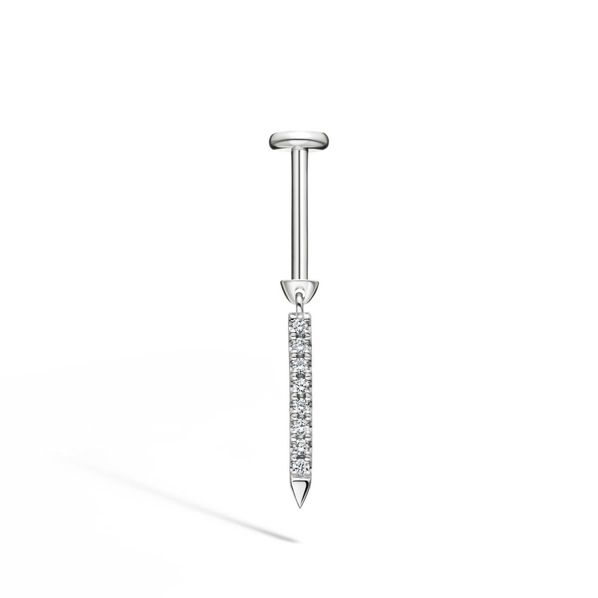 Diamond Eternity Bar Charm Threaded Stud Earring