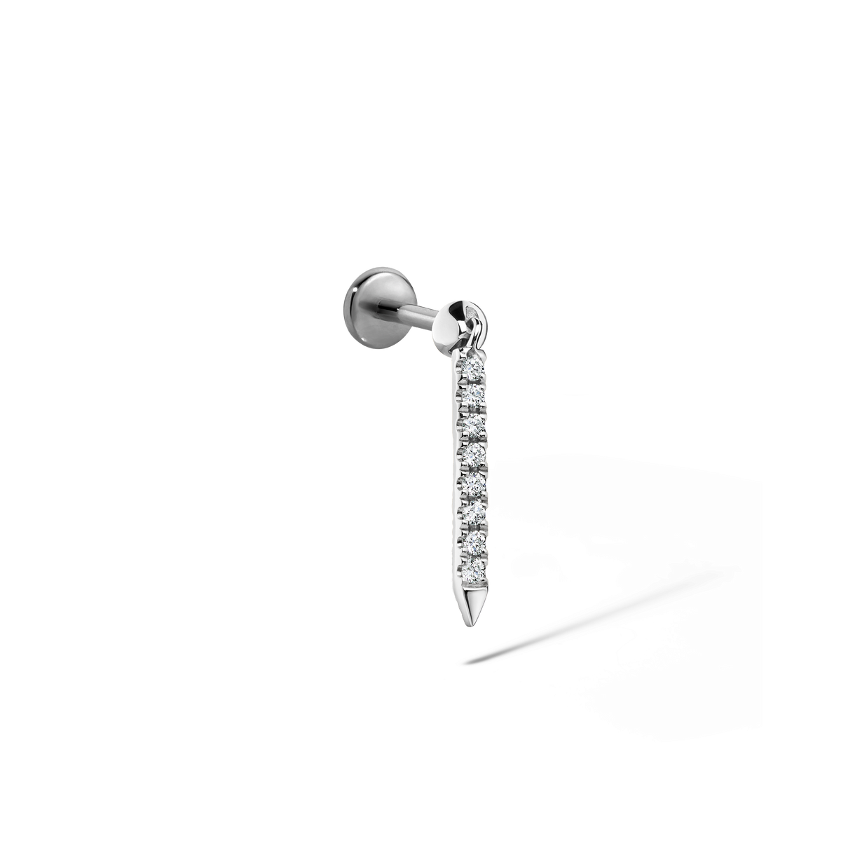 Diamond Eternity Bar Charm Threaded Stud Earring With Titanium Backing