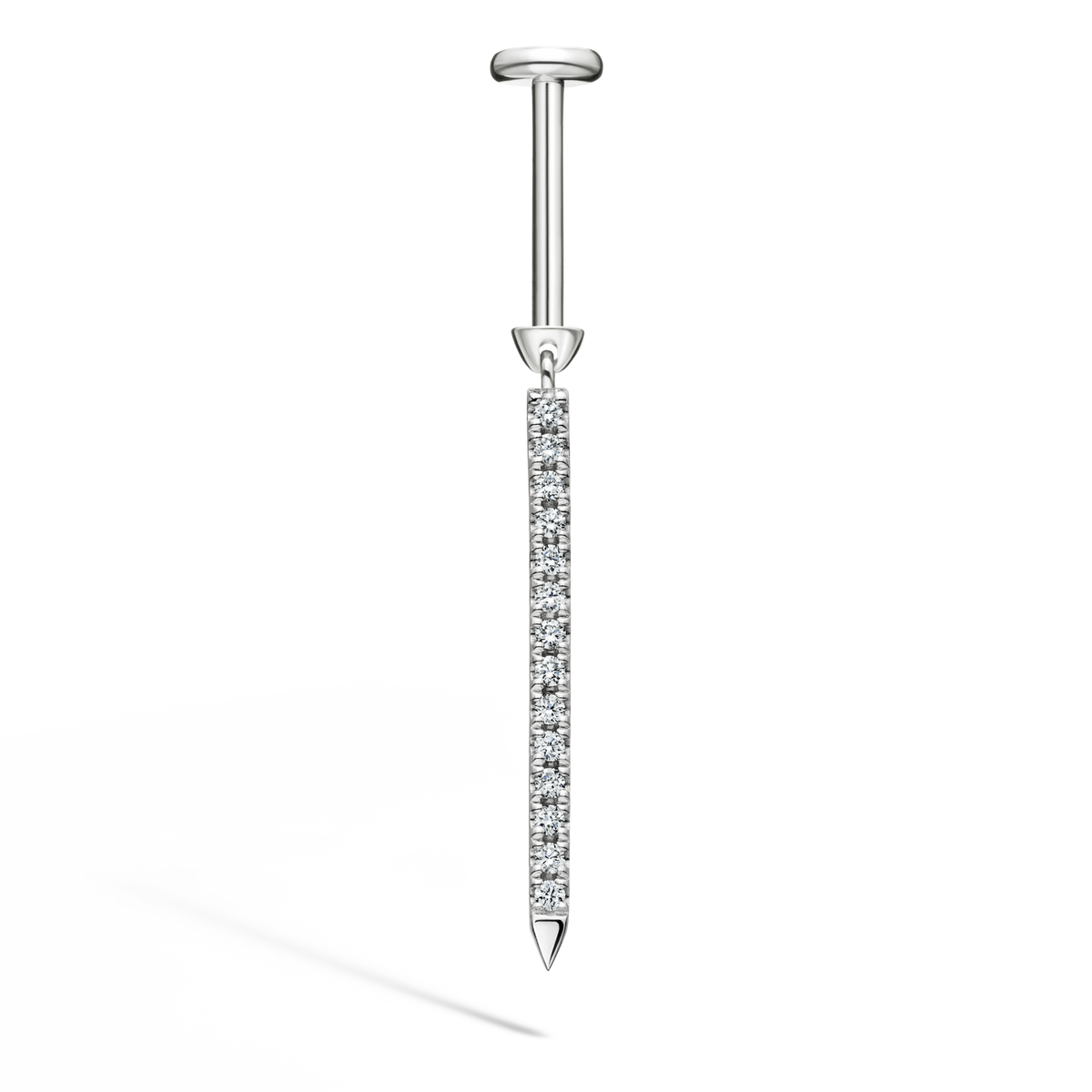 Diamond Eternity Bar Charm Threaded Stud Earring