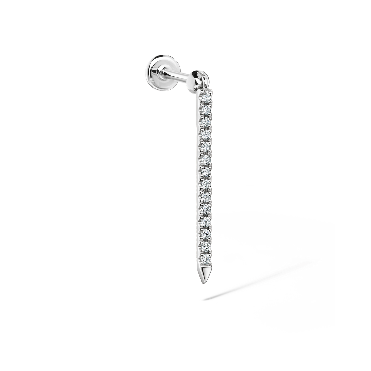 Diamond Eternity Bar Charm Threaded Stud Earring