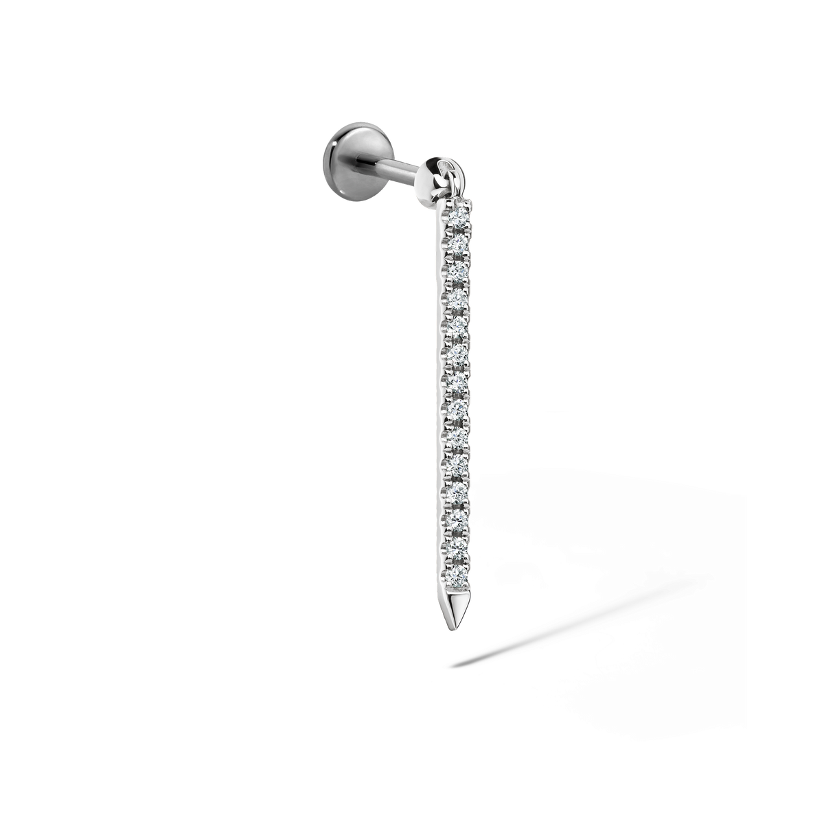 Diamond Eternity Bar Charm Threaded Stud Earring With Titanium Backing