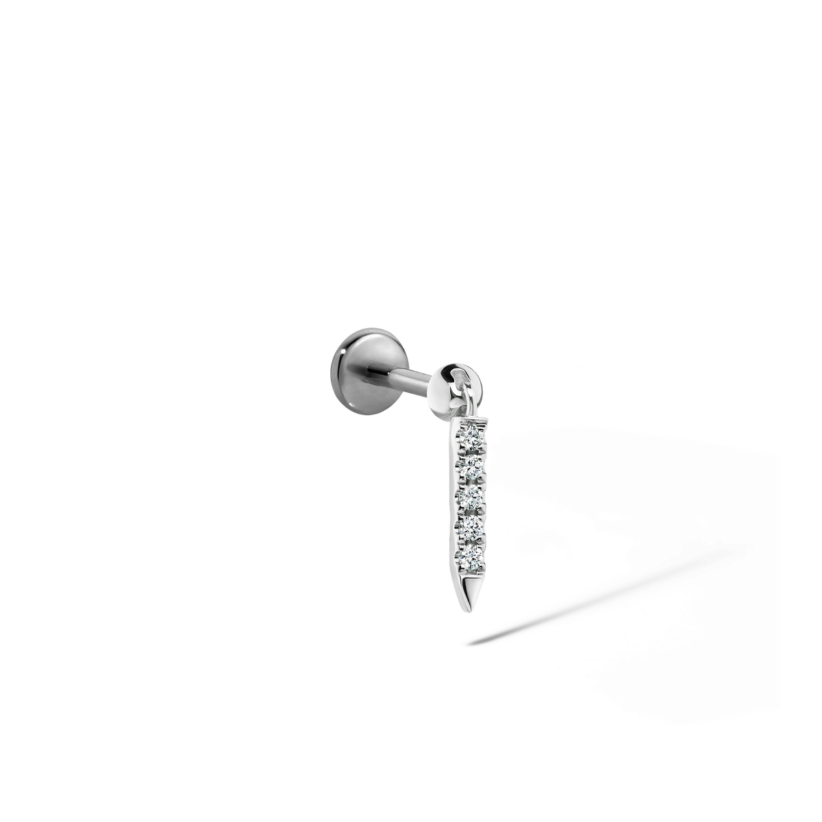Diamond Eternity Bar Charm Threaded Stud Earring With Titanium Backing