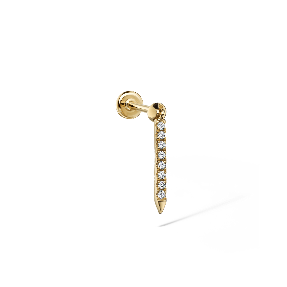 Diamond Eternity Bar Charm Threaded Stud Earring