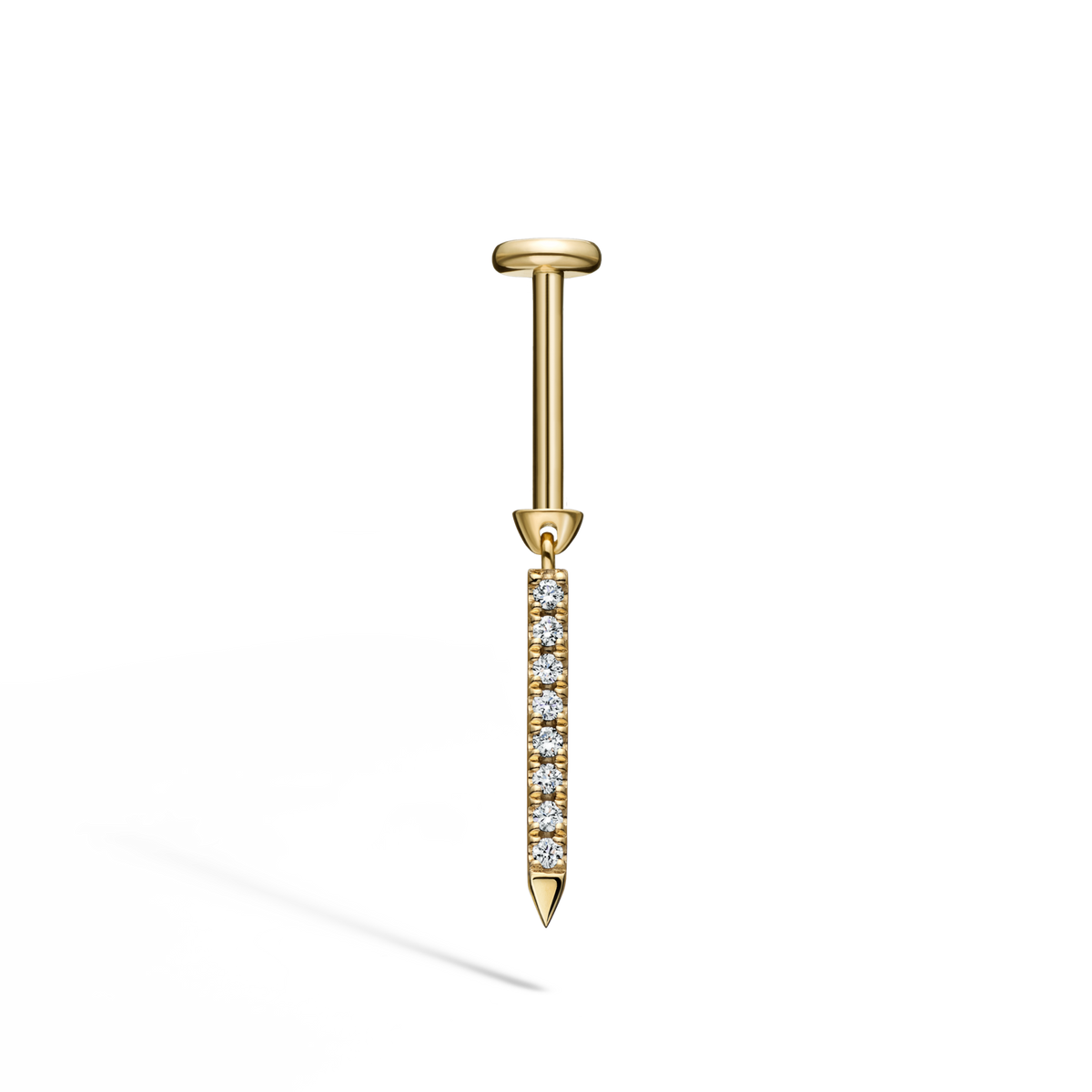 Diamond Eternity Bar Charm Threaded Stud Earring