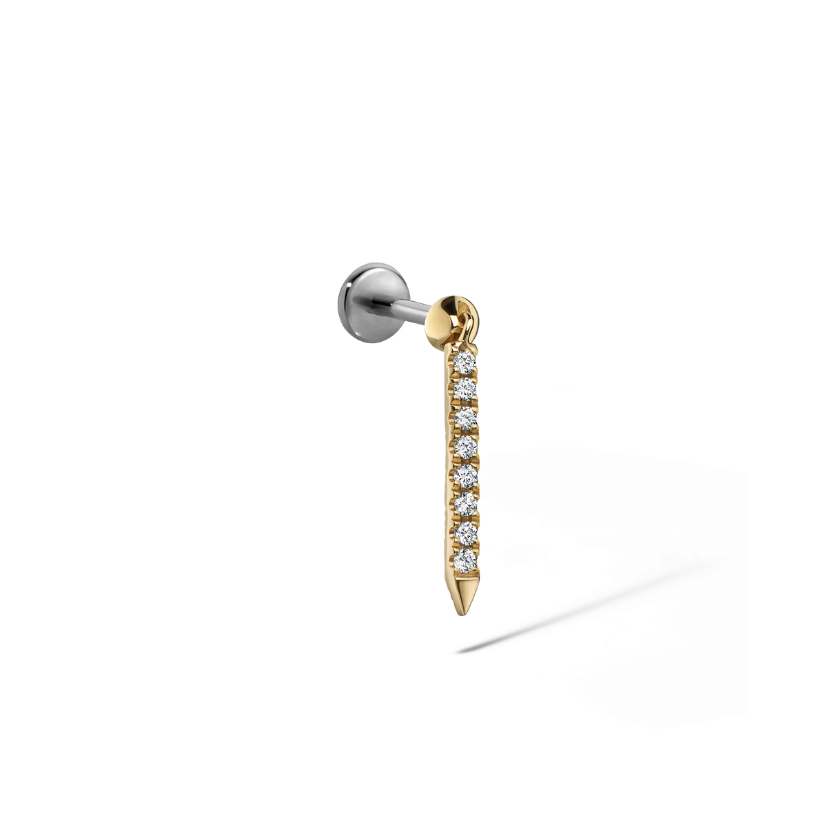 Diamond Eternity Bar Charm Threaded Stud Earring With Titanium Backing