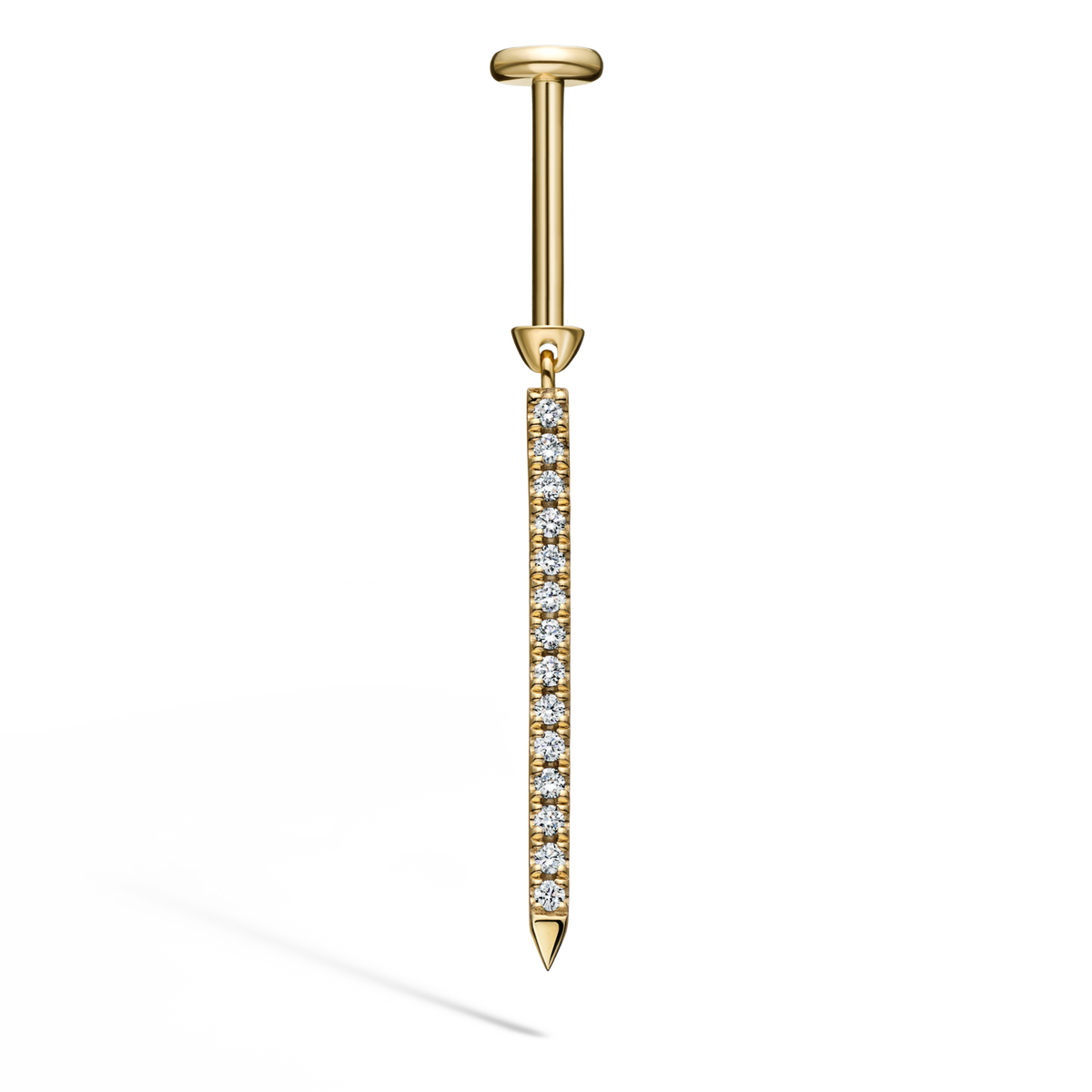 Diamond Eternity Bar Charm Threaded Stud Earring