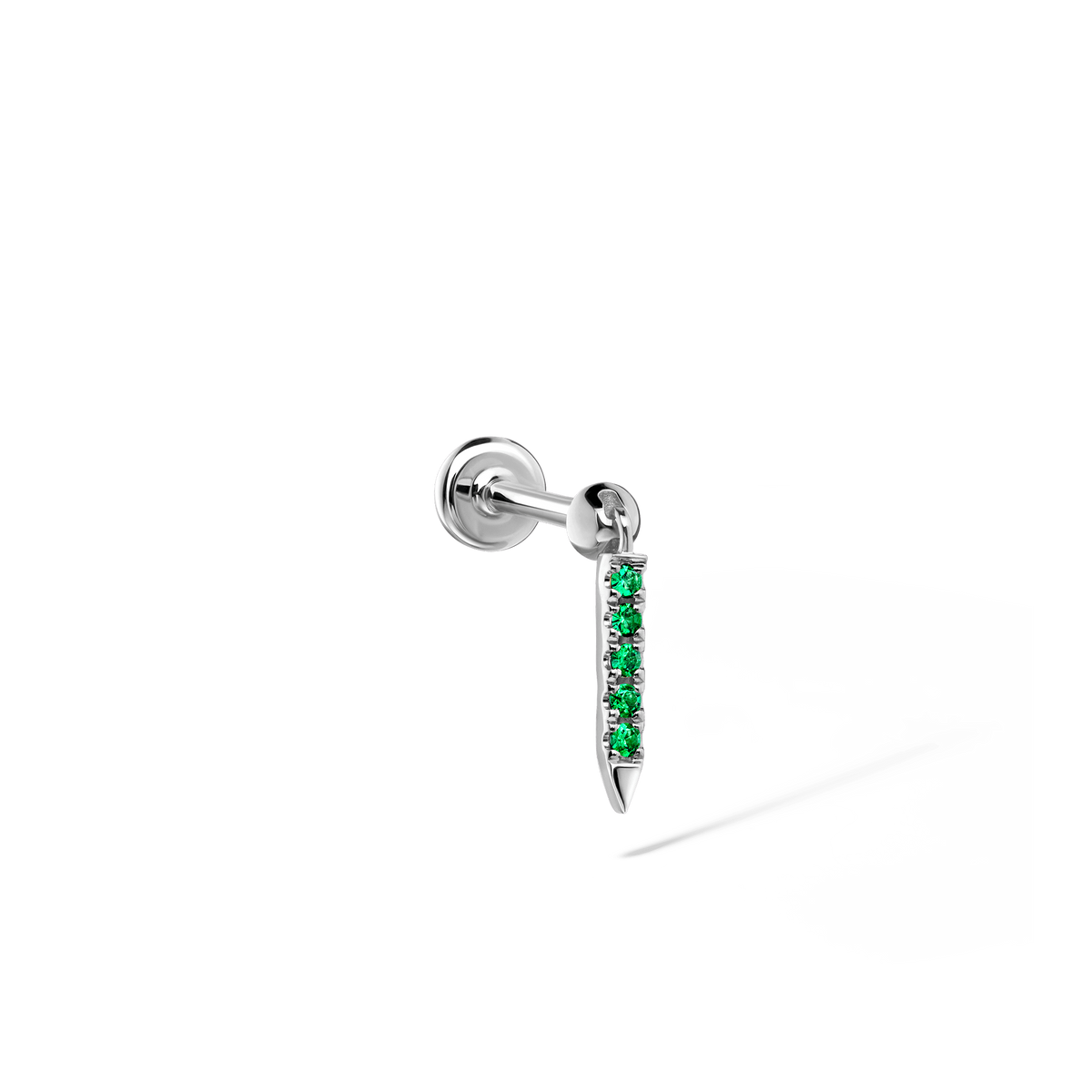 Emerald Eternity Bar Charm Threaded Stud Earring