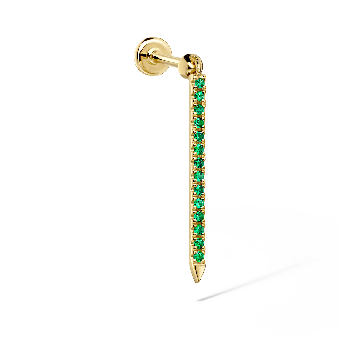 Emerald Eternity Bar Charm Threaded Stud Earring