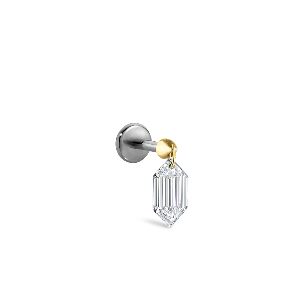 Floating Chevronelle Cut Diamond Threaded Stud Earring With Titanium Backing