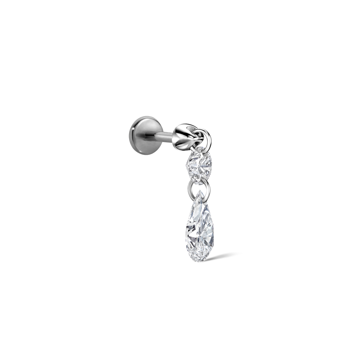 Floating Double Diamond Threaded Charm Earring With Titanium Backing